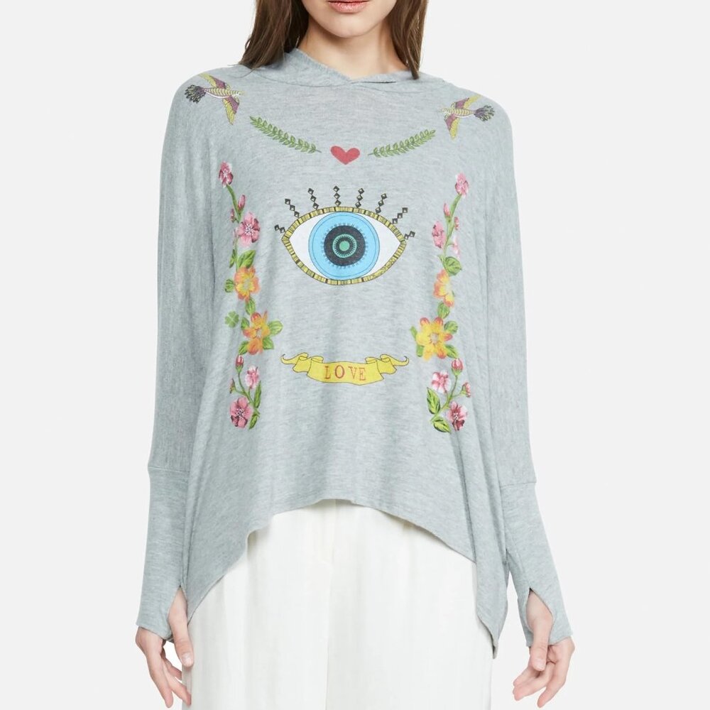 Lauren Moshi Wilma Floral Eye Love Hoodie - XL EUC